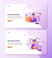 Programming concept, Programming concept, programmer eats fast food at the workplace. Developer programming web site landing page template. Developer programming web site vector