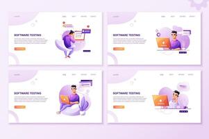 Programming concept, Programming concept, programmer eats fast food at the workplace. Developer programming web site landing page template. Developer programming web site vector