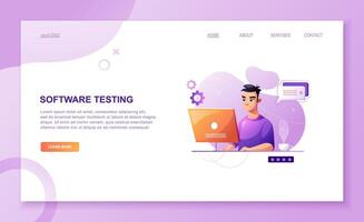 Programming concept, Programming concept, programmer eats fast food at the workplace. Developer programming web site landing page template. Developer programming web site vector