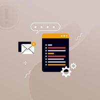 Simple multi-colored icons related to programming and communication on background, perfect for website, blog, graphic design, social media, UI, mobile app vector