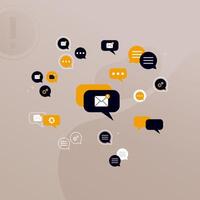 Simple multi-colored icons related to programming and communication on background, perfect for website, blog, graphic design, social media, UI, mobile app vector