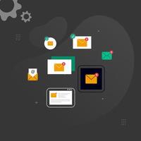 Simple multi-colored icons related to programming and communication on background, perfect for website, blog, graphic design, social media, UI, mobile app vector