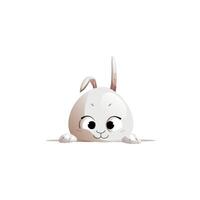 Grey Cartoon Character Rabbit Peeks out from behind the Wall vector