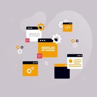 Simple multi-colored icons related to programming and communication on background, perfect for website, blog, graphic design, social media, UI, mobile app vector
