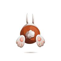 Grey cartoon character rabbit jumped view from the back vector