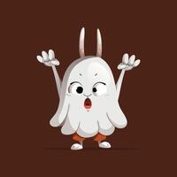Grey Cartoon Character Rabbit Dressed Up as a Halloween Ghost vector
