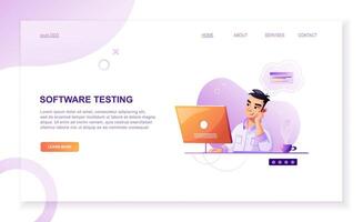 Programming concept, Programming concept, programmer eats fast food at the workplace. Developer programming web site landing page template. Developer programming web site vector