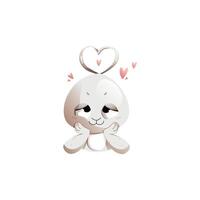 Grey cartoon character rabbit fell in love vector