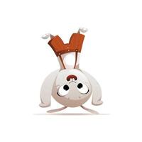 Grey cartoon character rabbit stands on his head vector
