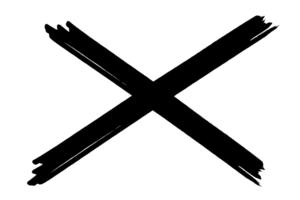 Black cross x shape design element png