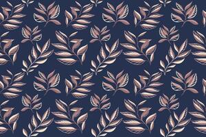 Unique simple tropical botanical pattern on a dark background. Creative abstract shape branches leaves seamless print. hand drawing sketch. Design for fashion, fabric and textiles, cover vector