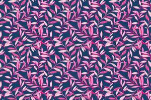 Colorful pink jungle pattern with abstract artistic branches leaves on a dark background. Creative botanical seamless print. hand drawing illustration. Designs for fabric, textiles, fashion vector