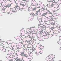 Pastel seamless pattern with blooming stylized in a many kinds wild flowers. Abstract artistic floral stems printing on a light background. hand drawing illustration. Design for fabric, vector