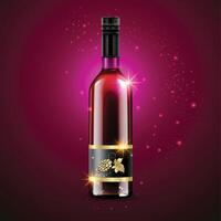 Red wine, Beer Glass Bottle, realistic illustration of beer bottles on a Dark background vector