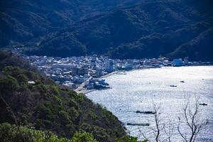 A high angle view of Heda port in Numazu Shizuoka telephoto shot photo