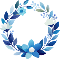 A beautiful blue floral wreath with white centers, perfect for adding a touch of elegance to any design. png
