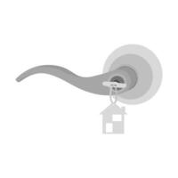 a door handle with a house key and a house key vector