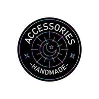 Handmade accessories logo. Graphic element for company brand, packaging, product. Outline symbol. Abstract sign with holographic effect. vector