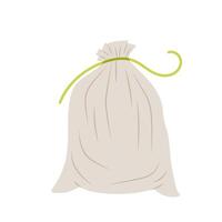 A textile bag for storing different food or items. Shopping. Reusable eco-friendly sack. Flat style illustration on white background. vector