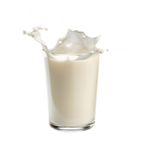 A milk glass with splash on transparent backdrop png