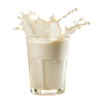 A milk glass with splash on transparent backdrop png
