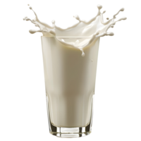 A milk glass with splash on transparent backdrop png