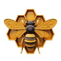 Bee on honeycomb 3D logo icon isolated png