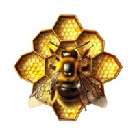 Bee on honeycomb 3D logo icon isolated png