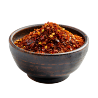 Bowl of chili powder on transparent background high-res 8K png