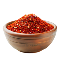 Bowl of chili powder on transparent background high-res 8K png