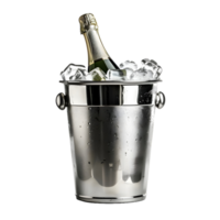 Champagne bottle in ice bucket isolated on transparent background png