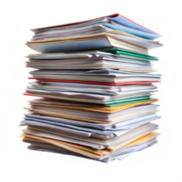Stack of documents and folders piled up png