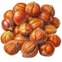 Heap of Hazelnuts Hand Drawn Illustration png