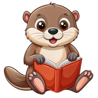 Cute Otter Read A Book Cartoon Image png