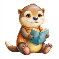 Cute Otter Read A Book Design png