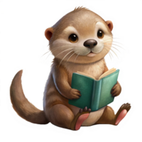 Cute Otter Read A Book Image png