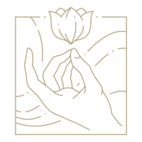 Hand holding flower in square frame line art design element png