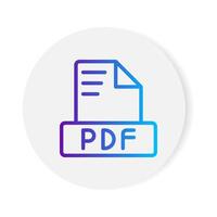 Pdf document format file icon. with gradient outlines. vector