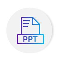 Ppt document format file icon. with gradient outlines. vector