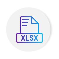 Xlsx document format file icon. with gradient outlines. illustration. vector