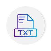 Txt document format file icon. with gradient outlines. vector