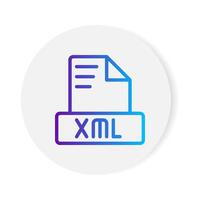 Xml document format file icon. with gradient outlines. vector