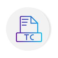 Tc document format file icon. with gradient outlines. vector