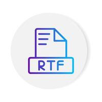 Rtf document format file icon. with gradient outlines. vector