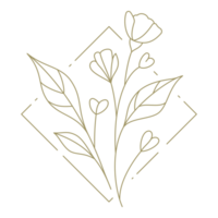 Flower in square frame line art design element png