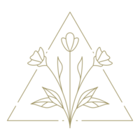 Flower in triangle frame line art design element png