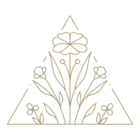 Flower in triangle frame line art design element png