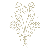 Bouquet with bow line art design element png