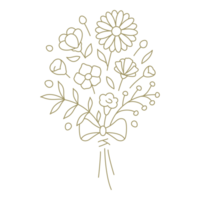 Bouquet with bow line art design element png