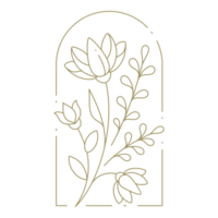 Flower in rounded frame line art design element png